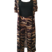 Stylish V Neck Printed Black Polyester Two-piece Pants Set